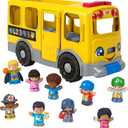 Fisher-Price Little People Toddler Toy Big Yellow School Bus & Community Heroes Set, Musical Pull-Along Vehicle & Figures for Kids Ages 1+ Years 