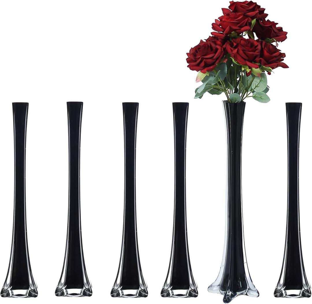 Craft And Party Eiffel Tower Vase, Pack of 6, 24" Black Flower Vases Centerpiece for Flower, Wedding, Decoration. (24", Black)
