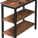 HOOBRO End Table, Simple Rustic Side Table with 3-Tier Storage Shelf, Narrow Nightstand for Small Spaces, for Living Room, Bedroom,Easy Assembly, Industrial Design, Rustic Brown and Black BF14BZ01