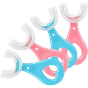 4 Pack U Shaped Toothbrush Kids, Soft Silicone Brush Head Whole Mouth with Handle 360  Oral Teeth Cleaning Design for Toddler Toothbrushes Age 2-6