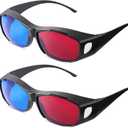 BBTO 2 Pieces 3D Movie Game Glasses Red Blue 3D Viewing Glasses for Movies Games, Light Simple Design(Black)