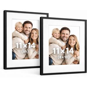 11x14 Photo Frames Set of 2, Black Wooden