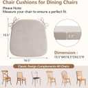 D-Shaped Chair Cushions for Dining Chairs, 2.5 Thick Chair Pads with Washable Comfortable Textured Cover, Non Slip Kitchen Chair Cushions with Ties, 16.5" x 16.5", 4 Pack, Beige