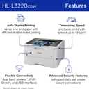 Brother HLL3220CDW Wireless Compact Color Laser Printer, Duplex and Mobile Device Printing | Includes 2 Month Refresh Subscription Trial