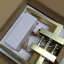 LOQRON Square Passage Gold Door Handles (No Lock and Key), Non-Locking Heavy-Duty Gold Door Handle for Bathroom and Interior Closet, Satin Brass, 5 Pack
