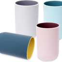 Bathroom Cups, Unbreakable Reusable Drinking Cups Set of 4 Colors Plastic Toothbrush Holder Tumbler 330ml Dishwasher Safe