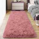 Soft Runner Rugs for Bedroom Hallways, 2x6 Blush Pink Fluffy Shag Throw Area Rug Non Slip for Bedside Dorm, Long Shaggy Furry Carpet for Nursery Living Room