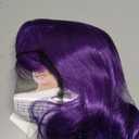 Dark Purple Wigs with Bangs for Women 14 Inch Short Wavy Bob Wigs Synthetic Bob Wig Curly Wig Heat Resistant Colorful Wavy Wig Cosplay Wigs For Daily Party Halloween