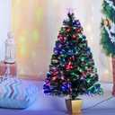 3ft Green Fiber Optic Christmas Tree,Pre-Lit Small Christmas Tree