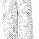 Womens Polka Dot Balloon Pants Elastic Waist Baggy Harem Pants Wide Leg Drawstring Comfy Trousers with Pockets (White, S)