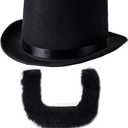 Funny Party Hats Abraham Lincoln Costume Set - Hat with Beard and Necktie- Presidents Day- Lincoln's Birthday- Patriotic Costume (3 PC Set)