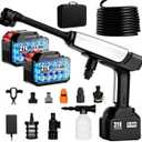 Cordless Pressure Washer Battery Powered,Portable Power Washer with 2pcs 4.5Ah 21V Battery&Charger & 6-in-1 Nozzle,2 Power Level & on/Off Button,Handheld Pressure Washer for Car,Home,Garden Patio