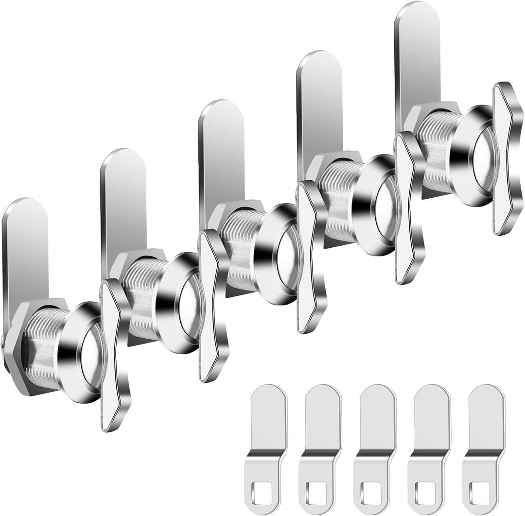 BEBOBLY 5/8 Inch Thumb Operated Offset Cam Lock, 5Pcs Keyless Compartment for RV, Cabinet Mailbox Drawer Latch, 100% Metal Replacement Cylinder for Storage Door, Camper, Vehicles