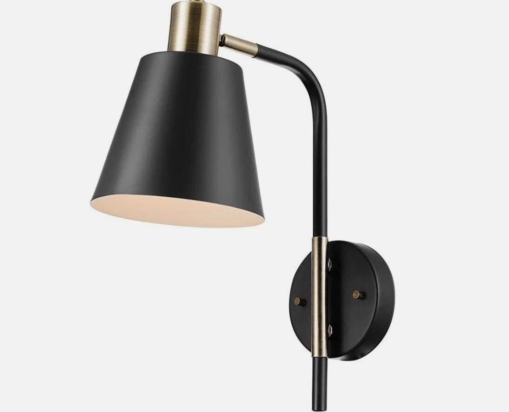 Globe Electric 51374 1-Light Plug-in or Hardwire Wall 14.44", Black, Cleo