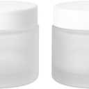2Packs 60g/2Oz Frosted Glass Cream Jars with White Lids Refillable Empty Cosmetic Containers Leakproof Lotion Jars for Face Cream, Lotion, Balm, Scrubs, Skincare Storage