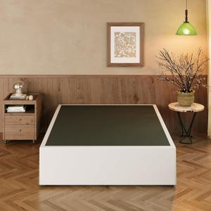 EMODA 18 Inch California King Bed Frames with White Cover, Heavy Duty Metal Cal King Platform Bed Frame No Box Spring Needed, Noise Free