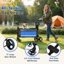 Petbobi Dog Wagon Stroller for Large & Medium Dogs, 2-in-1 Push Pull Pet Cart with Ramp, Foldable Wagon, 360° Swivel Wheels, Adjustable Handles, Safety Leashes, Blue