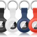 4 Pack Airtag Case Holder for Apple Air Tag, Airtag Case with Anti-Lost Keychain, Silicone Protective Cover for Kids' Backpacks, Dog Collars, Luggage, Multi-Color Protective AirTag Accessories