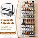 Shoe Rack, 5-Tier Metal Shoe Shelf Storage Organizer for Closet, Entryway, Stackable Black