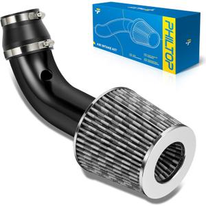 PHILTOP 3" Universal Cold Air Intake Kit (Not Fit 2015 Explorer Limited), Aluminum Car Air Intake Pipe Kit (Carbon Fiber) (2006-2011 Honda Civic 1.8L(Exc. Si), Black&White)