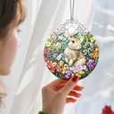 2 x Christmas Ornaments: Stained Glass Ornament, Christmas Tree Ornament, Hanging Ornaments for Home Decor & Xmas Tree Decorations  Exquisite Holiday Decor, Gifts & Holiday Present - Rabbit