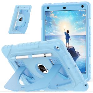 OKP Case for iPad 9th/ 8th/ 7th Generation 10.2 Inch (2021/2020/2019), Shockproof Rugged Heavy Duty i Pad 9 8 7 th Gen Protective 10.2'' Cover with Pencil Holder/Kickstand, Sky Blue