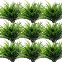 TURNMEON 12 Bundles Fake Ferns Artificial Plants Outdoor 17 Inch Long Length Summer Decor, UV Resistant No Fade Faux Plants Plastic Boston Fern Greenery Flowers for Gardens Patio Yards Porch Decor