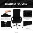 Water Resistant Stretch Computer Office Chair Cover with Durable Zipper Universal Washable Removable Spandex Rotating Boss Chair Slipcovers Anti-dust Soft Desk Chair Seat Protector for Dogs Cats Pets