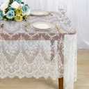 ShinyBeauty Lace-Tablecloth-Rectangular White 5Pack 60X120 Inches Vintage Eyelash Lace Fabric Tablecloth Shabby Chic Linen Table Cover Overlay Used for Wedding Holiday Party Baby Shower Decor