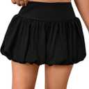 Milumia Women's Plus Size Bubble Mini Skirt High Wasted Flared Short Skirts (3X-Large Plus, Black)