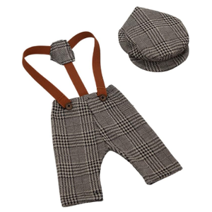 Newborn Photography Props Baby Boy Jumpsuit, Hat & Pants Knitted Crochet Costumes Romper Outfits Infant Clothes, Brown