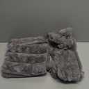 Neelvin Grey Faux Fur Cozy Soft Striped Decorative Throw Pillow Covers 18x18 inch Set of 2,Velvet Pillowcase Cushion Case for Sofa Couch