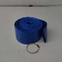 DAVCO 1.5" x 50 ft Pool Backwash Hose, Heavy Duty Reinforced Blue PVC Lay Flat Water Discharge Pump Hoses For Swimming Drain Pools and Clean Filters,with 1 Clamp