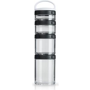 BlenderBottle GoStak Twist n' Lock Storage Jars, 4-Piece Starter Pak, Black
