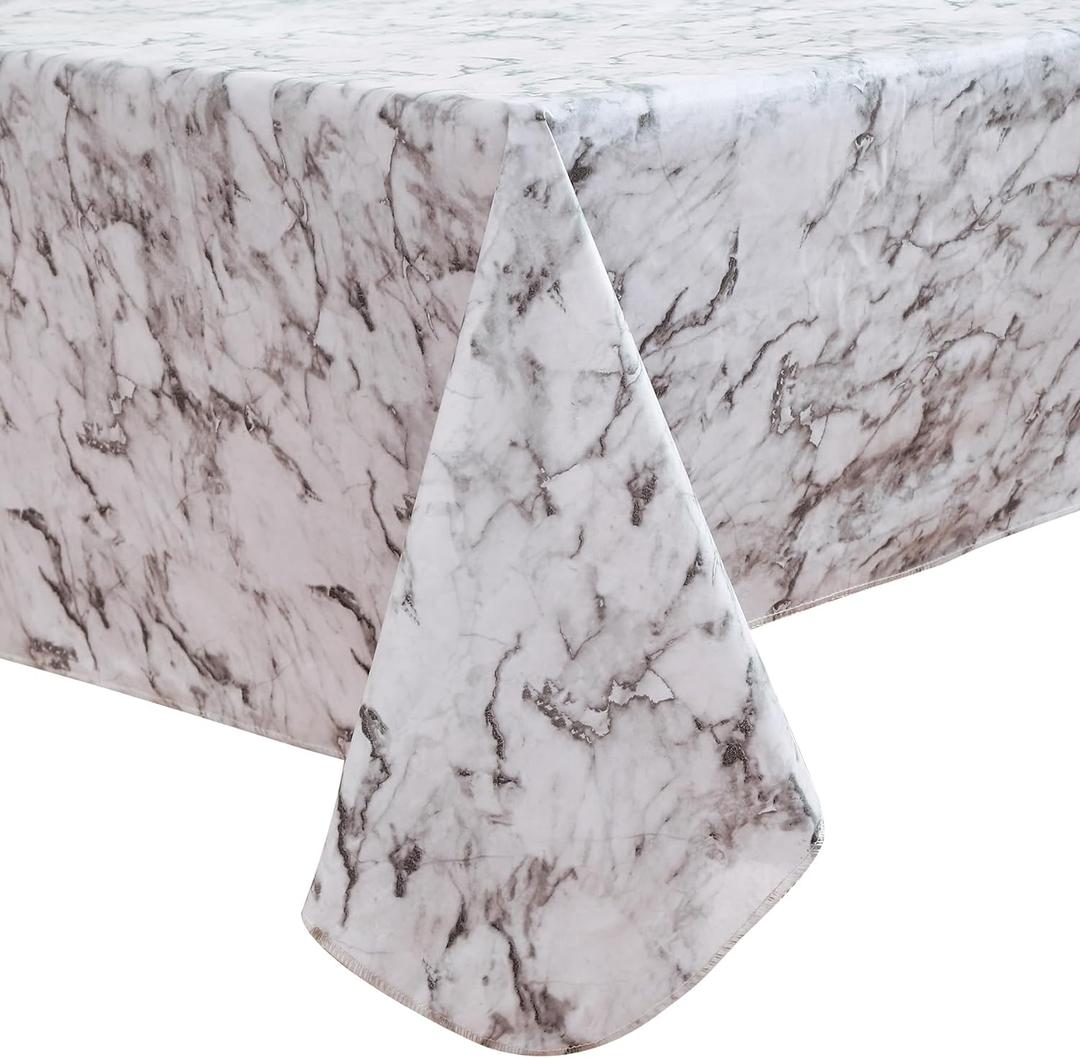 Walrus Heavy Duty Vinyl Tablecloth with Flannel Backing Waterproof Oil-Proof Plastic Table Cloth Stain-Resistant Wipeable Rectangle or Square Table Cover for Indoor and Outdoor (Marble, 54X54 Inch)