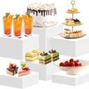 6 PCS Buffet Risers and Stands, Food Risers for Buffet Table, Acrylic Nesting Risers with Hollow Bottoms, Display Stand Shelf for Party, Catering, Desserts, Jewelry & Collectibles (white(3",4",5",6",7",8"))