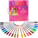 Disney Princess Gel Pens Set for Kids, 24 Pack with Glitter Gel Pens, Cute Pens for Girls Cinderella, Rapunzel, Ariel, and Tiana