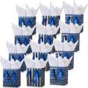Tenare 12 Pcs Small Gift Bags Mini Metallic Paper Bag with Handle Tissue Paper for Graduation Father 's Day 4th of July Party Favor Supplies(4 x 2.75 x 4.5 Inch,Navy Blue Gold)