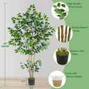 Warmplants Artificial Ficus Tree, 6ft Tall Silk Fake Ficus Leaves Plant with Basket, Indoor Outdoor Faux Greenery Tree for Home Garden Office House Livingroom Dcor