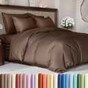 Duvet Cover Queen Size Set - Extra Soft Queen Duvet Cover 90" x 90" with 2 Pillow Shams - Hotel Luxury, Easy Care and Fade Free w/ Zipper Closures & Ties - All Season, Comfy, Cozy & Breathable (Brown) (17 - Brown (No Comforter))