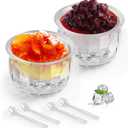 Chilled Dip Bowl Set with Ice for Serving, 2 Pack Ice Chiller Bowl with 4 Spoons for Chilled Pasta, Potato, Dressing, Fruit and Party