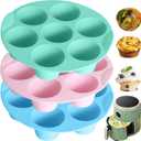 Silicone Egg Bite Molds, 3 Pack Silicone Muffin Pans for Air Fryer, Non-Stick 7 Cups Air Fryer Muffin Pan for Baking Egg Bite, Cupcake, Tart, Bread