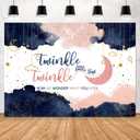 Sensfun Navy Blue Blush Pink Gender Reveal Backdrop Twinkle Twinkle Little Star Baby Shower Party Decorations Rose Gold and Navy Pregnancy Reveal Surprise Background for Photography Photo Booth 7x5ft