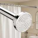 Silver Shower Curtain Rod 26110 Inch, Adjustable Spring Tension Curtain Rod No Drill, Stainless Steel Shower Rod Easy Install, Rustproof Tension Rod for Windows Bathroom Closet Kitchen Room Divider