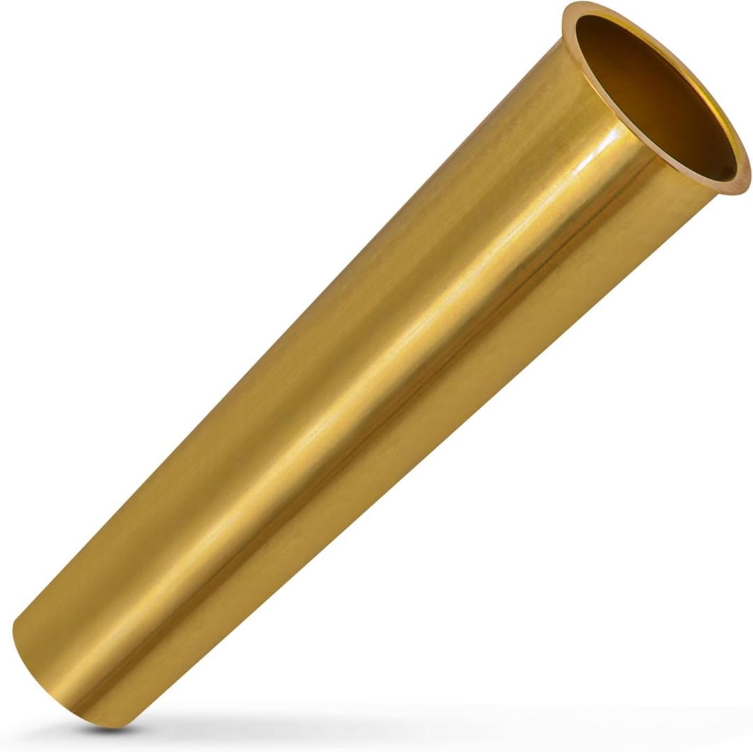 Highcraft Flanged Sink Tailpiece 1-1/2" x 6" Brass 22-Gauge Extension Tube Direct Connection for Bathroom Sink Tubular Drain Application Flanged Tailpiece for Under Sink Installation