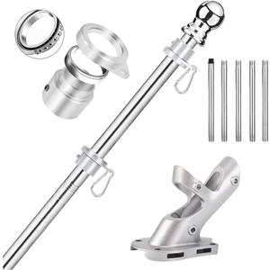 No Tangle Flag Pole Kit, 6ft Flag Pole for Outside House, Stainless Steel 1" Flagpole with Tangle Free Aluminum Flag Rings and Holder Mounting Bracket, 1 inch Flag Poles for 3x5 Flags Outdoor, 6 ft