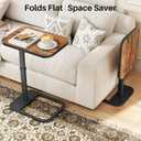 Kitstorack TV Tray Table, Adjustable Height & Flip-Top & Rounded Metal Corners, Snack Table for Couch, Sofa, Bed, Chair, Living Room, C Shaped End Side Table for Eating, Dinner or Laptop, Small Spaces