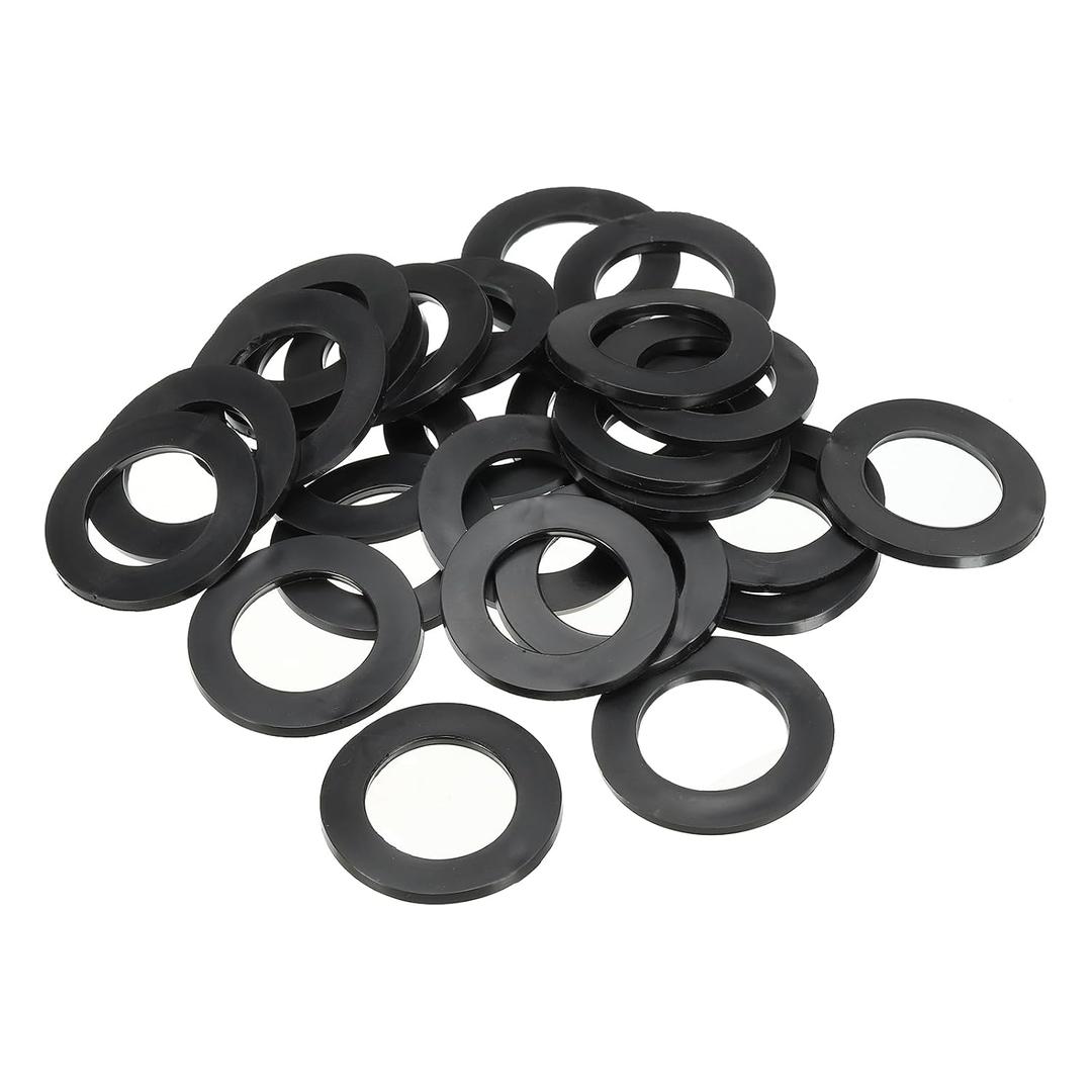 PATIKIL M25 Rubber Flat Washer, 100 Pack 25mm ID 39mm OD 2.5mm Thick Sealing Spacer Gasket Ring for Faucet Pipe Water Hose Fastener Bolt, Black
