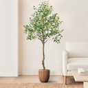 ANTING Artificial Olive Tree, 6FT Tall Faux Olive Tree with Pot, 72in Indoor Silk Plant with Realistic Trunk, 1150 Leaves and Lifelike 44 Fruits for Home Office Decor Outdoor (1pack)