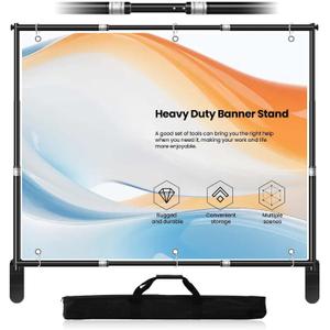 Jiang&Rong 10x10ft Heavy Duty Backdrop Stand Kit - Adjustable Step and Repeat Photo Banner Stand for Photography, Trade Shows, Photo Booths, Events(Black)